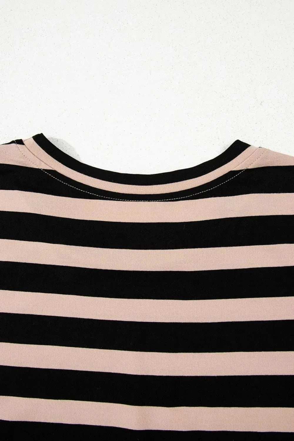 Stripe Casual Round Neck Tee Dress with Pockets - Trendsi - Flyclothing LLC