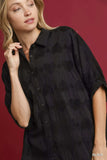 Umgee Jacquard Heart Collared Shirt - Trendsi - Flyclothing LLC