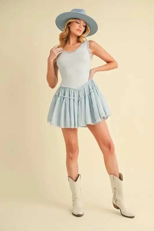 Aemi+Co Frill Sleeveless Drop Waist Mini Dress - Trendsi - Flyclothing LLC