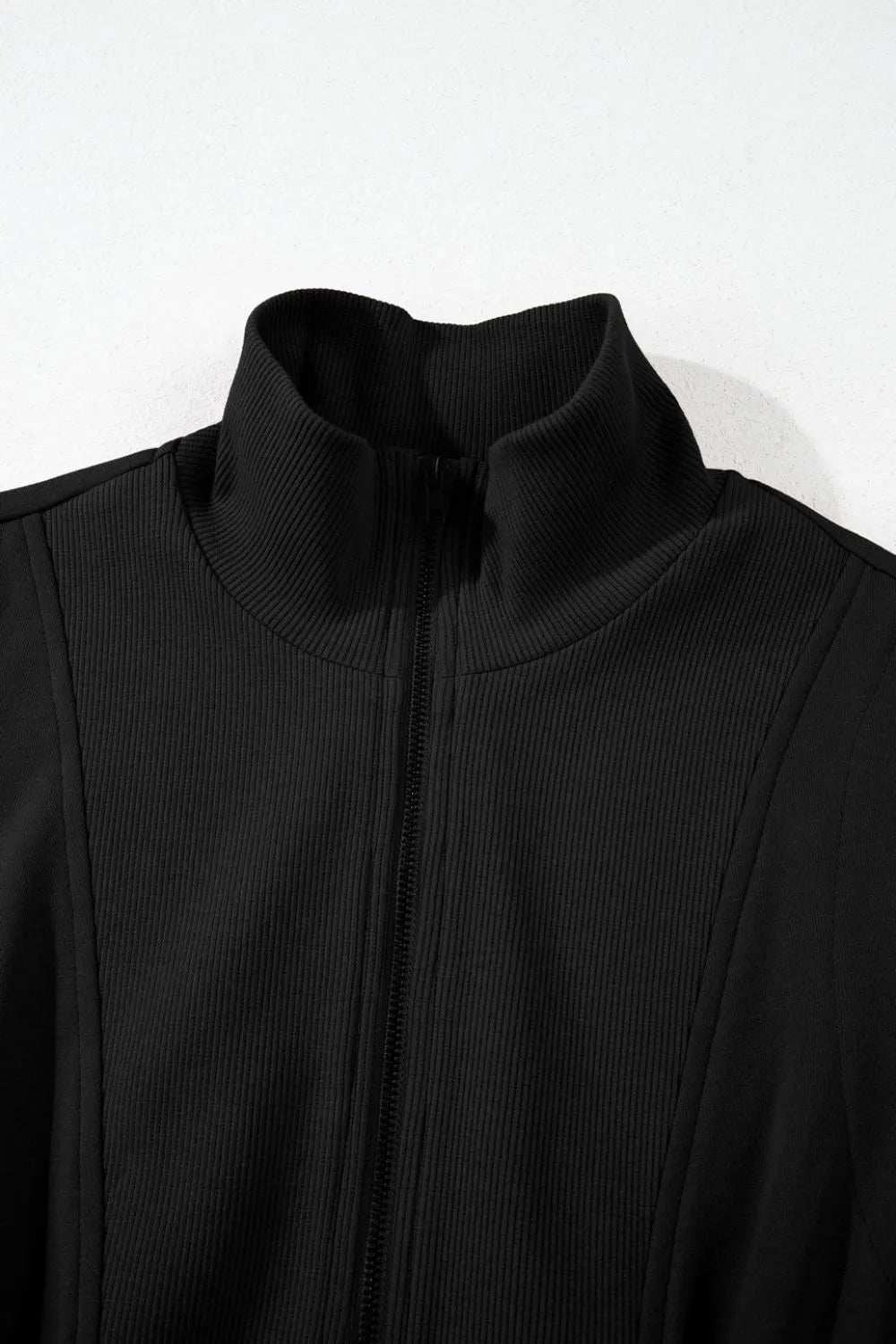 French Terry Zipped Collar Sleeveless Drawstring Waist Mini Dress - Trendsi - Flyclothing LLC