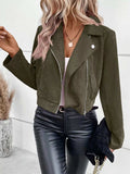 Suede Moto Jacket with Zip Detail - Trendsi - Flyclothing LLC