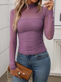 Mock Neck Long Sleeve Top - Trendsi - Flyclothing LLC