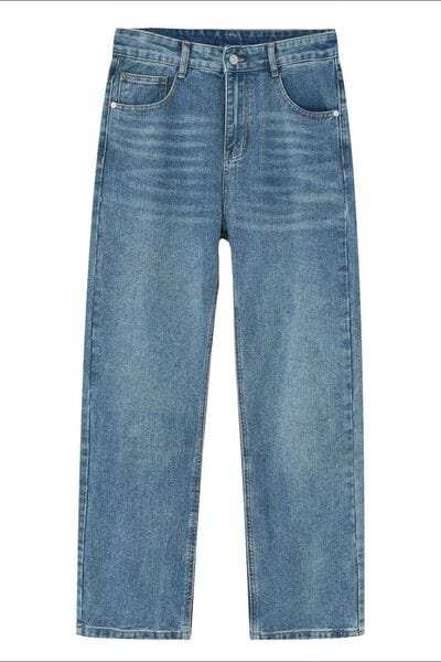 Straight Leg Jeans with Pockets - Trendsi - Flyclothing LLC