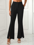 Slit Flare Pants with Pockets - Trendsi - Flyclothing LLC