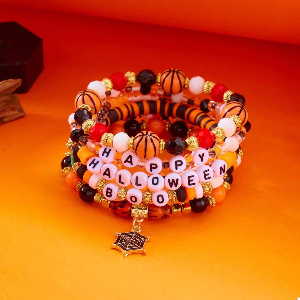 6 Piece Halloween Letter Beaded Bracelet - Trendsi - Flyclothing LLC