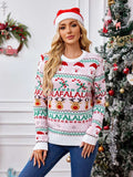 Christmas Element Round Neck Long Sleeve Sweater - Trendsi - Flyclothing LLC