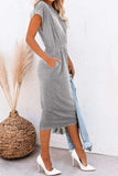Pocketed Round Neck Cap Sleeve Dress - Trendsi - Flyclothing LLC