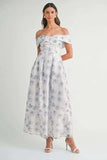 MABLE Floral Printed Off Shoulder Maxi Dress - Trendsi - Flyclothing LLC