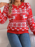 Christmas Element Round Neck Long Sleeve Sweater - Trendsi - Flyclothing LLC
