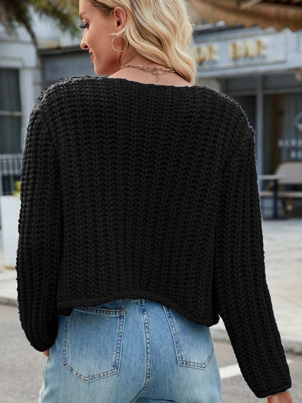 Round Neck Button Up Cardigan with Pockets - Trendsi - Flyclothing LLC