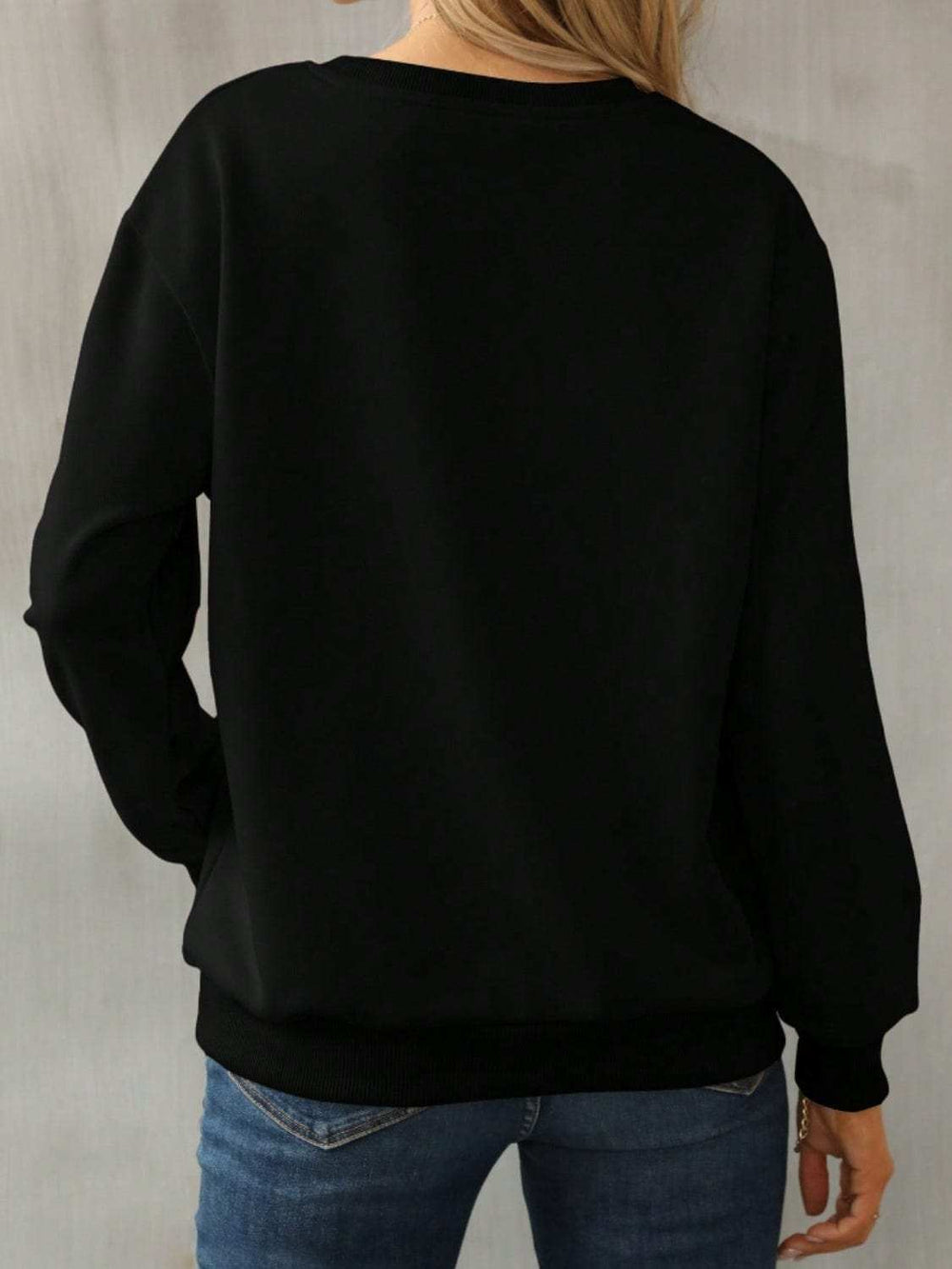 Graphic Round Neck Long Sleeve Sweatshirt - Trendsi - Flyclothing LLC