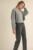 Mable Round Neck Dolman Sleeve Cropped Sweater - Trendsi - Flyclothing LLC