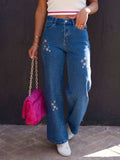 Embroidered Straight Jeans with Pockets - Trendsi - Flyclothing LLC