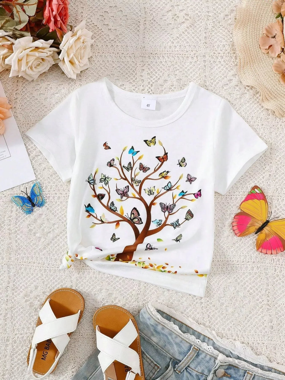 Children's Butterfly Tree Graphic Casual T-Shirt - Trendsi - Flyclothing LLC
