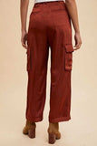 Annie Wear Wide Leg Cargo Satin Pants - Trendsi - Flyclothing LLC