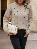 Polka Dot Long Sleeve Sweater - Trendsi - Flyclothing LLC