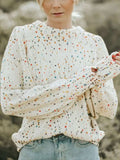 Confetti Round Neck Long Sleeve Sweater - Trendsi - Flyclothing LLC
