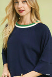 Umgee Ribbed Knit Top with Contrast Trim - Trendsi - Flyclothing LLC