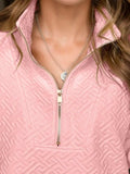 Textured Half Zip Long Sleeve Sweatshirt - Trendsi - Flyclothing LLC