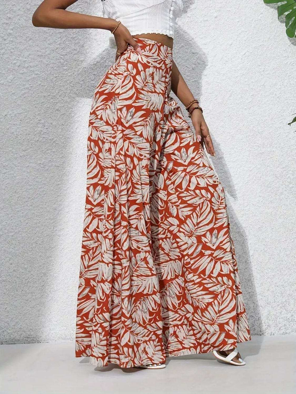 Printed High Waist Wide Leg Pants - Trendsi - Flyclothing LLC