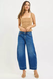 RISEN Mid Rise Crop Barrel Jeans - Trendsi - Flyclothing LLC