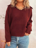 Ribbed Hem Raglan Sleeve Sweater - Trendsi - Flyclothing LLC