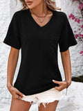 V-Neck Dropped Shoulder T-Shirt - Trendsi - Flyclothing LLC