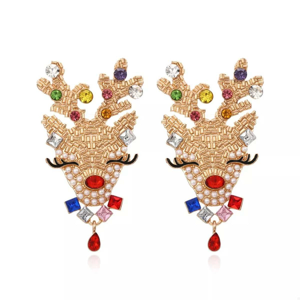 Christmas Reindeer Rhinestone Earrings - Trendsi - Flyclothing LLC