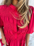 Full Size Smocked Puff Sleeve Blouse Plus Size - Trendsi - Flyclothing LLC