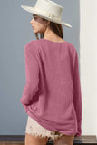 Double Take Full Size Notched Thumbhole Long Sleeve T-Shirt - Trendsi - Flyclothing LLC