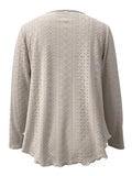 Eyelet Long Sleeve Blouse - Trendsi - Flyclothing LLC