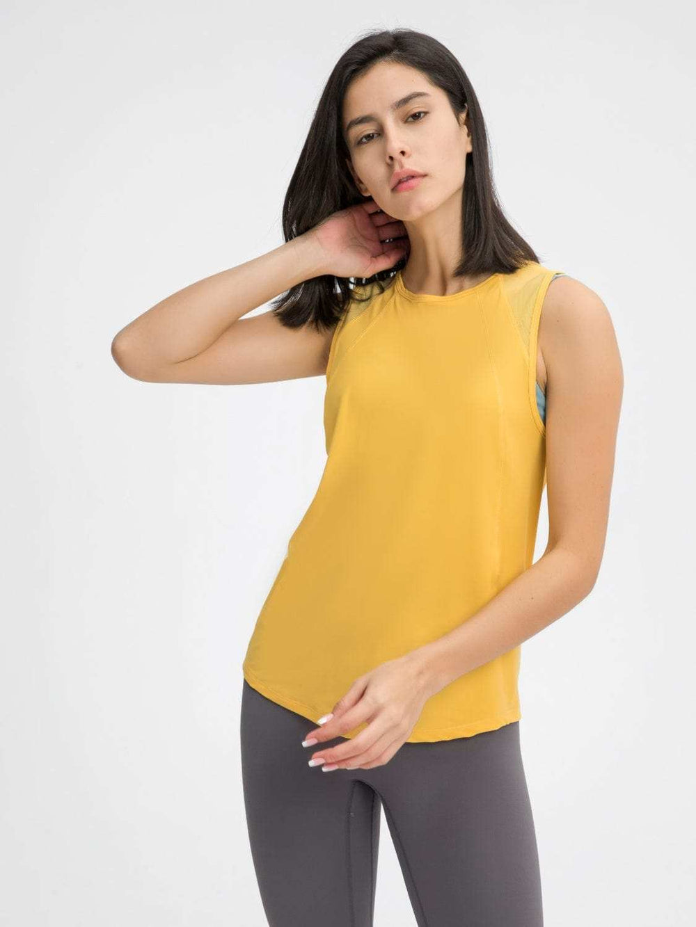 Millennia Cutout Back Round Neck Active Tank - Trendsi - Flyclothing LLC