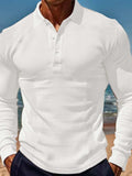 Men's Full Size Waffle-Knit Quarter Button Polo Plus Size - Trendsi - Flyclothing LLC