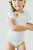 White S/S Flutter Sleeve Leotard - Mila & Rose ® - Flyclothing LLC
