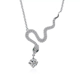 925 Sterling Silver Moissanite Snake Pendant Necklace - Trendsi - Flyclothing LLC