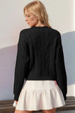 Double Take Full Size Bow Cable-Knit Round Neck Sweater - Trendsi - Flyclothing LLC