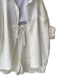 Textured Button Up Shirt and Shorts Set - Trendsi - Flyclothing LLC