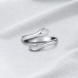 925 Sterling Silver Hug Bypass Ring - Trendsi - Flyclothing LLC