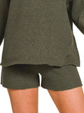 Zenana Round Neck Knit Top and Shorts Sweater Set - Trendsi - Flyclothing LLC