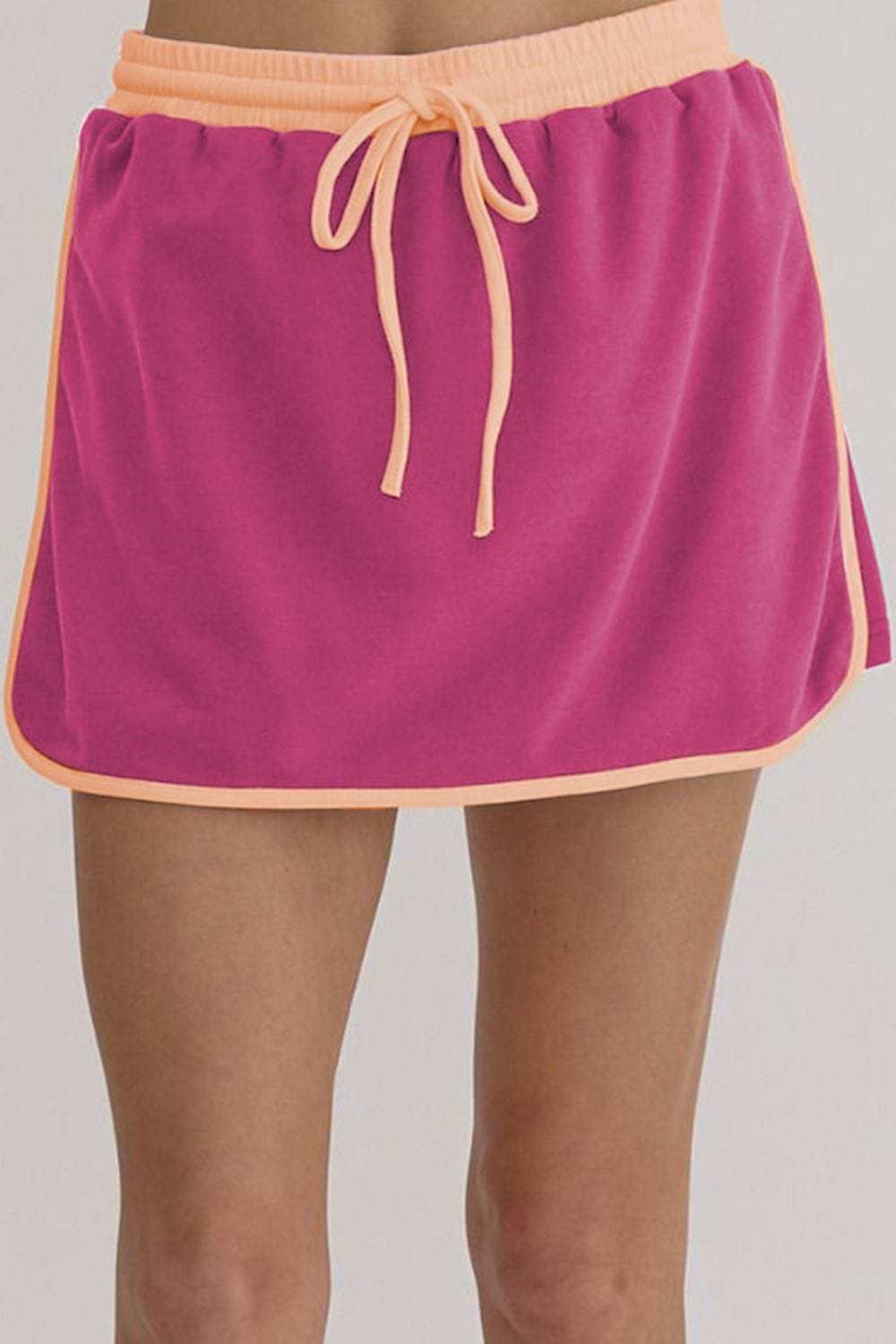 Contrast Trim Round Neck Top and Skort Set - Trendsi - Flyclothing LLC