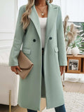 Pocketed Collared Neck Long Sleeve Coat - Trendsi - Flyclothing LLC