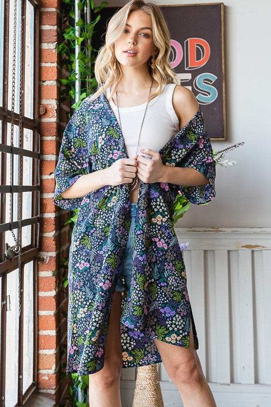 Heimish Full Size Half Sleeve Floral Open Cardigan Plus Size - Trendsi - Flyclothing LLC