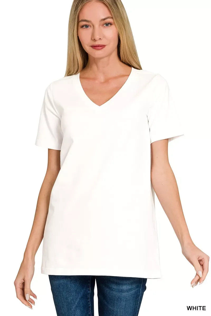 Zenana V-Neck Short Sleeve T-Shirt - Trendsi - Flyclothing LLC