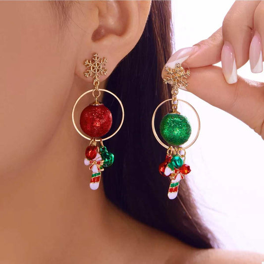 Christmas Snowflake Dangle Earrings with Colorful Beads - Trendsi - Flyclothing LLC