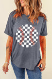 Checkered Graphic Round Neck Short Sleeve T-Shirt - Trendsi - Flyclothing LLC