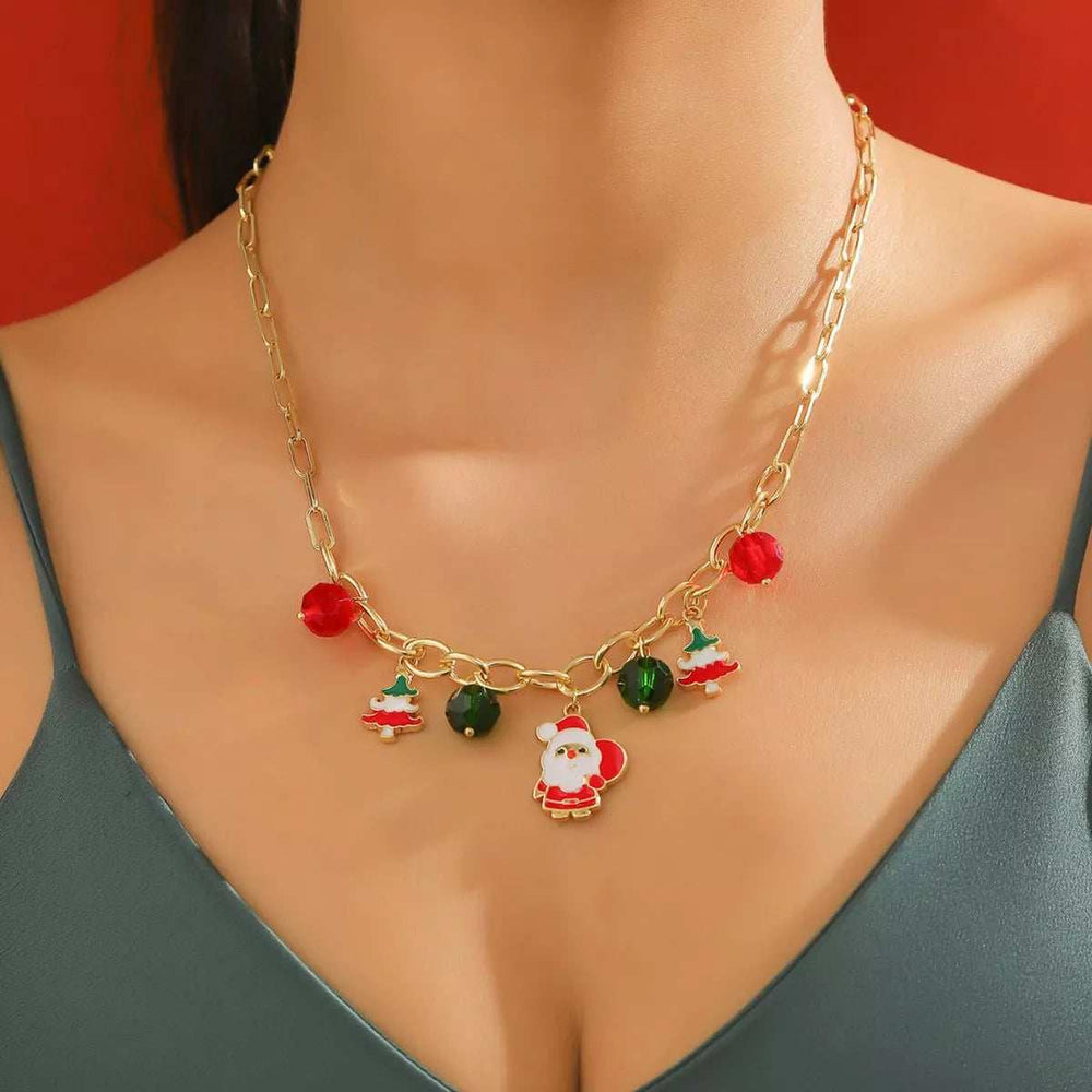 18K Gold-Plated Alloy Christmas Necklace - Trendsi - Flyclothing LLC