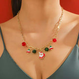 18K Gold-Plated Alloy Christmas Necklace - Trendsi - Flyclothing LLC