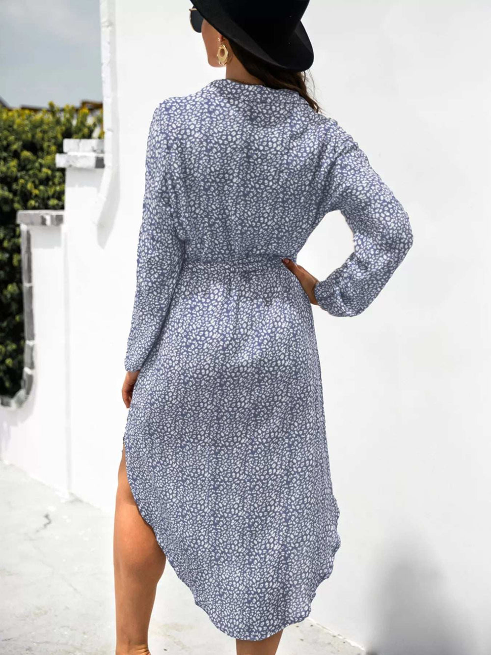 Button Down Printed Long Sleeve Shirt Dress - Trendsi - Flyclothing LLC