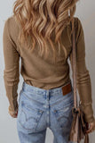 Eyelet V-Neck Long Sleeve Top - Trendsi - Flyclothing LLC