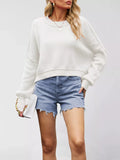 Round Neck Dropped Shoulder Sweater - Trendsi - Flyclothing LLC